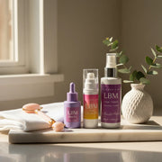 LBM Blemish Prone skincare product set on a marble surface with a plant in the background - Lily bee and me Acne Rescue & Balance Bundle | Natural Blemish Control Face Skincare Pack jc0f5b-4d.myshopify.com