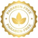 Paraben-free logo with a leaf design on a white background