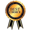 Gold and black 'Best Choice' ribbon award