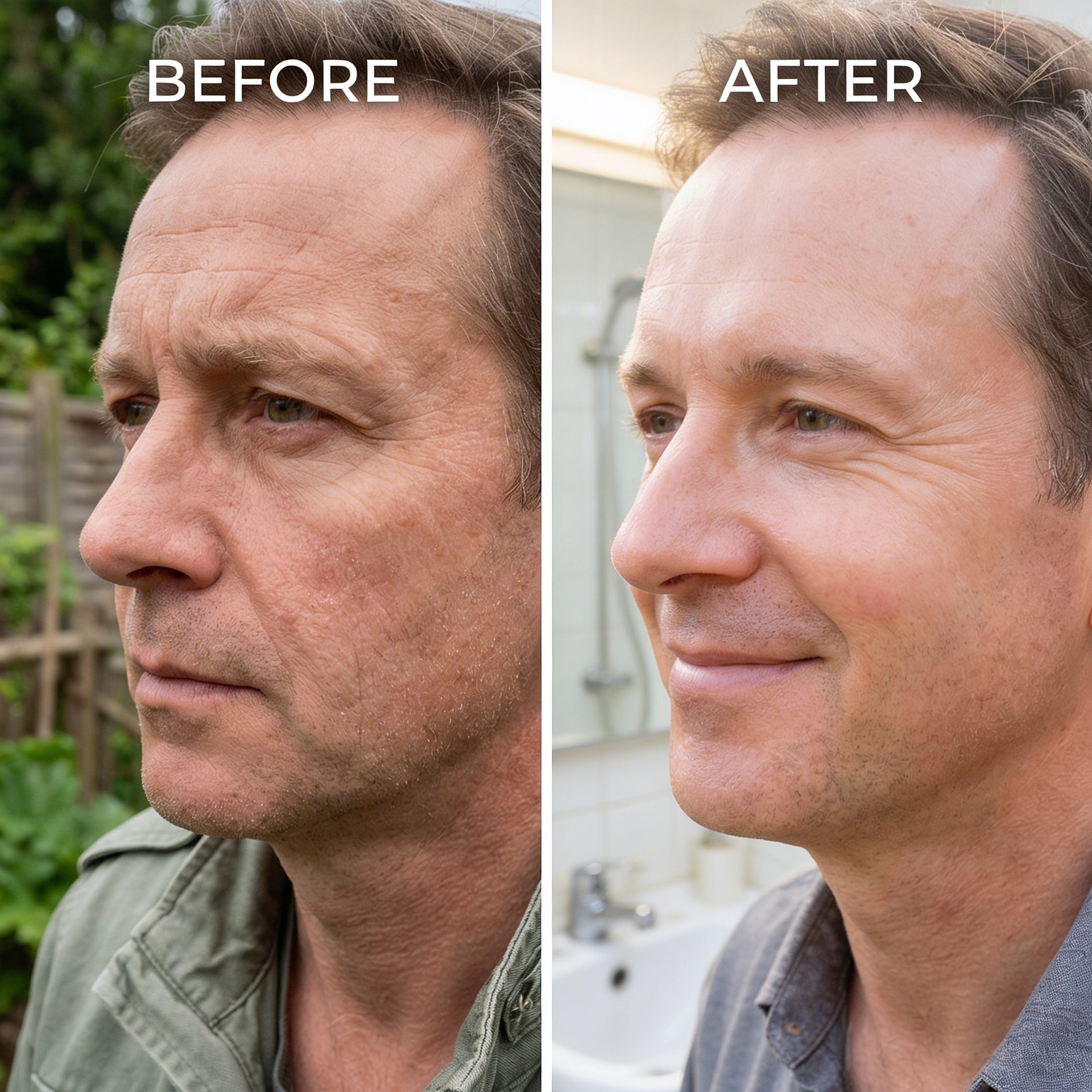Before and after natural skincare for men - bakuchiol