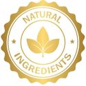 Logo with 'Natural Ingredients' text and leaf symbols on a white background
