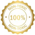 Non-toxic badge with '100% Non-Toxic' text on a white background
